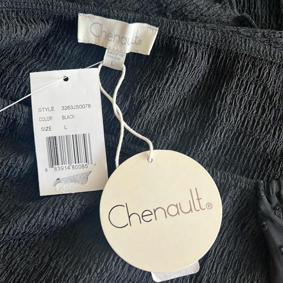 Status by Chenault Smocked Puff Sleeve Top in Black, Size L New w/Tag - Picture 6 of 7